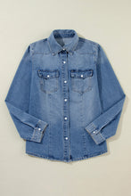 Load image into Gallery viewer, Buttoned Denim Shirt Flap Pockets