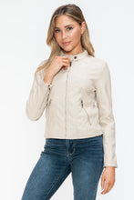Load image into Gallery viewer, White Leather Zip Up Jacket