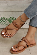 Load image into Gallery viewer, Chestnut Cross Toe Leather Slippers