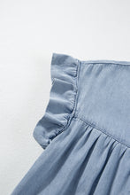 Load image into Gallery viewer, Ruffle Short Sleeve Denim Dress