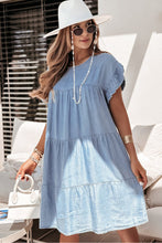 Load image into Gallery viewer, Ruffle Short Sleeve Denim Dress
