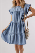 Load image into Gallery viewer, Ruffle Short Sleeve Denim Dress