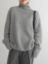 Load image into Gallery viewer, Turtleneck Dropped Shoulder Sweater