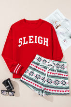 Load image into Gallery viewer, Letter Graphic Round Neck Top and Printed Shorts Lounge Set
