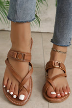 Load image into Gallery viewer, Chestnut Cross Toe Leather Slippers