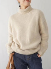 Load image into Gallery viewer, Turtleneck Dropped Shoulder Sweater