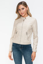 Load image into Gallery viewer, White Leather Zip Up Jacket