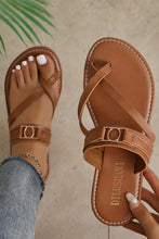 Load image into Gallery viewer, Chestnut Cross Toe Leather Slippers