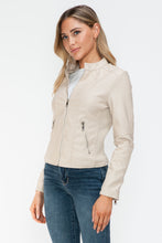Load image into Gallery viewer, White Leather Zip Up Jacket