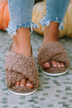 Load image into Gallery viewer, Teddy Fur Cross Straps Slippers