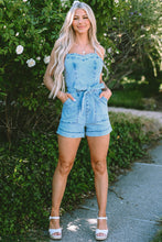 Load image into Gallery viewer, Spaghetti Strap Denim Romper