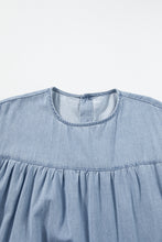 Load image into Gallery viewer, Ruffle Short Sleeve Denim Dress