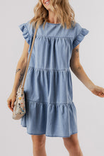 Load image into Gallery viewer, Ruffle Short Sleeve Denim Dress