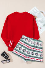 Load image into Gallery viewer, Letter Graphic Round Neck Top and Printed Shorts Lounge Set