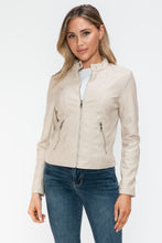 Load image into Gallery viewer, White Leather Zip Up Jacket