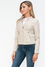Load image into Gallery viewer, White Leather Zip Up Jacket
