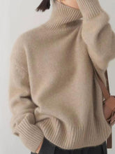 Load image into Gallery viewer, Turtleneck Dropped Shoulder Sweater