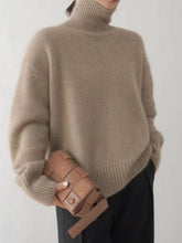 Load image into Gallery viewer, Turtleneck Dropped Shoulder Sweater