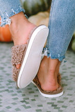 Load image into Gallery viewer, Teddy Fur Cross Straps Slippers