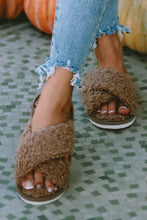 Load image into Gallery viewer, Teddy Fur Cross Straps Slippers