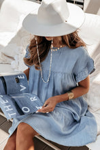 Load image into Gallery viewer, Ruffle Short Sleeve Denim Dress