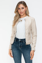 Load image into Gallery viewer, White Leather Zip Up Jacket