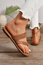 Load image into Gallery viewer, Chestnut Cross Toe Leather Slippers