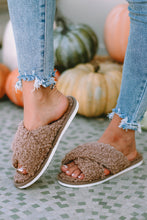Load image into Gallery viewer, Teddy Fur Cross Straps Slippers