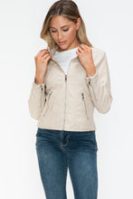 Load image into Gallery viewer, White Leather Zip Up Jacket