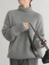 Load image into Gallery viewer, Turtleneck Dropped Shoulder Sweater