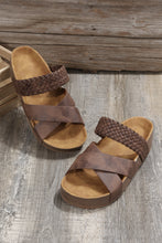 Load image into Gallery viewer, Brown Braided Criss Cross Slippers