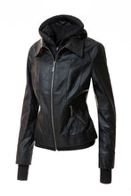 Load image into Gallery viewer, Women's Hooded Leather Jacket