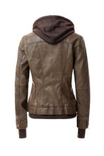 Load image into Gallery viewer, Women's Hooded Leather Jacket