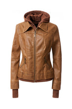 Load image into Gallery viewer, Women's Hooded Leather Jacket