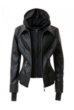 Load image into Gallery viewer, Women's Hooded Leather Jacket