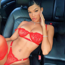 Load image into Gallery viewer, Lace Transparent Lingerie Bra Set