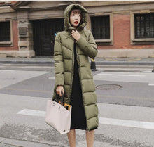 Load image into Gallery viewer, Padded Long Hooded Coat