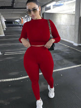 Load image into Gallery viewer, Long Sleeve Top and High Waist Pants Set
