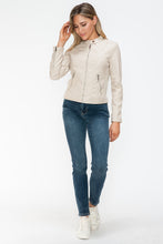 Load image into Gallery viewer, White Leather Zip Up Jacket
