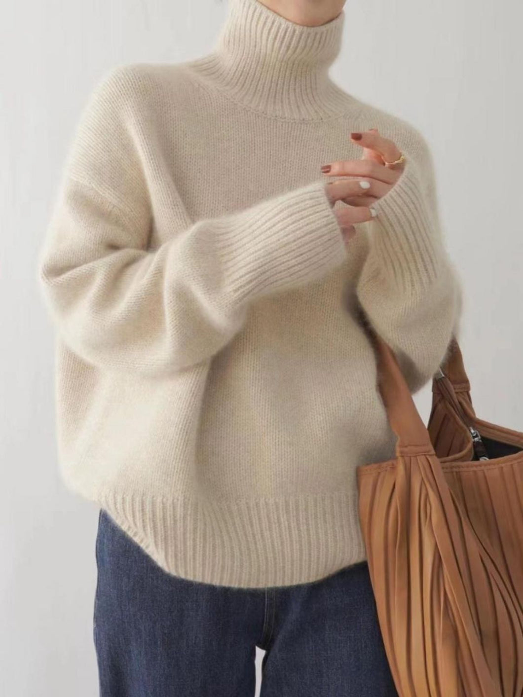 Turtleneck Dropped Shoulder Sweater