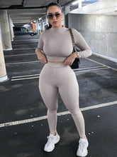 Load image into Gallery viewer, Long Sleeve Top and High Waist Pants Set
