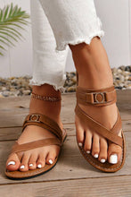 Load image into Gallery viewer, Chestnut Cross Toe Leather Slippers
