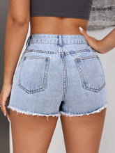 Load image into Gallery viewer, Raw Hem Pocketed Denim Shorts
