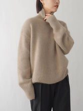 Load image into Gallery viewer, Turtleneck Dropped Shoulder Sweater
