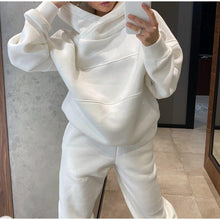 Load image into Gallery viewer, Fleece Hoodie Elastic Jogging Set
