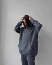 Load image into Gallery viewer, Fleece Hoodie Elastic Jogging Set
