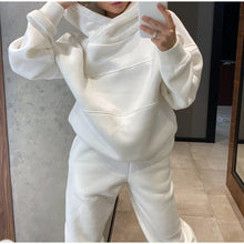 Load image into Gallery viewer, Fleece Hoodie Elastic Jogging Set
