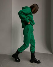 Load image into Gallery viewer, Fleece Hoodie Elastic Jogging Set

